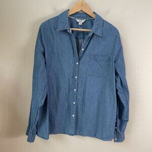 Croft & Barrow Womens Plus XXL Light Denim Blue Chambray Button Up Shirt Top